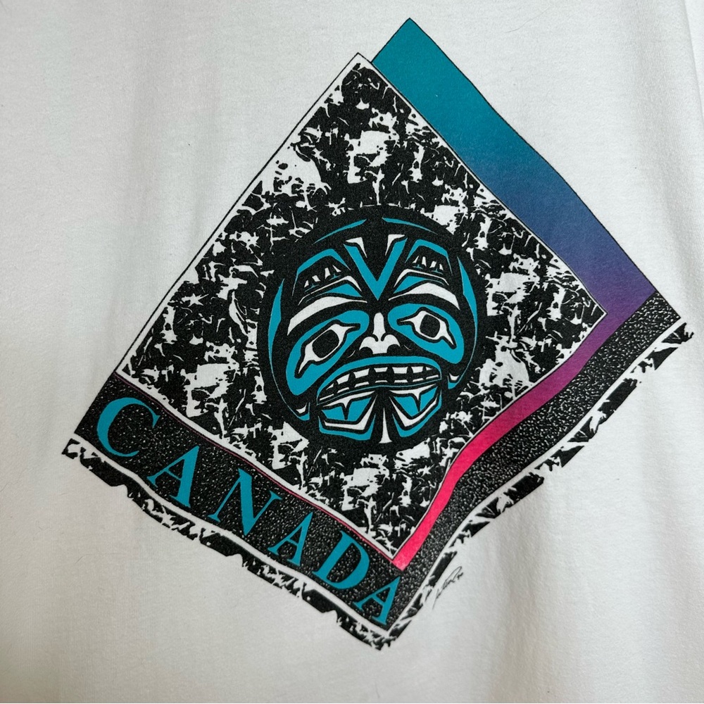 Vintage 90s Single Stitch Native Canada Graphic T-Shirt Size XL - Picture 3 of 7